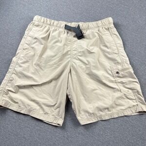Columbia Mens Omni-Shade Hiking Shorts Tan Khaki Integrated Belt Size M 9 Inseam